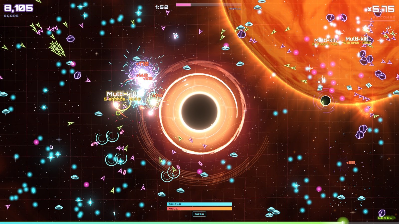 A fight by the black hole in front of a burning star