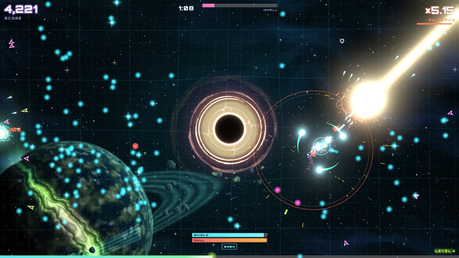 The Lighthouse's beam sweeping past a shattered planet